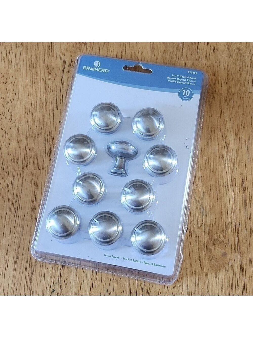 Cabinet Knobs Drawer Pulls Satin Nickle Set of 10 New Brainerd Capital Knob 1.25